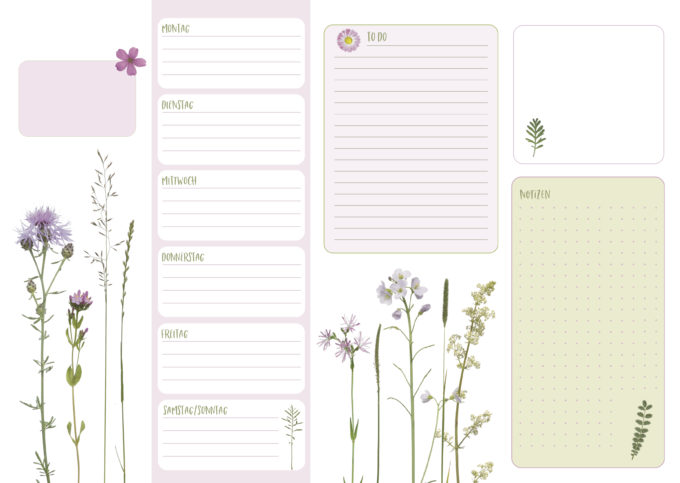 Wochenplaner A4 "Wiese, rosa" 50 Blatt – Bild 3