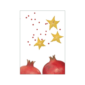 Granatapfel und Sternfrucht auf weißem Hintergrund
