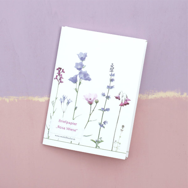 Briefpapier-Mappe mit rosalila Wiesenmotiv